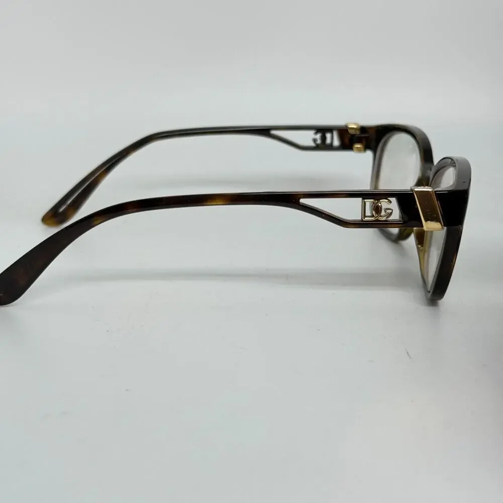 DOLCE & GABBANA Eyeglasses Frames Full Rim Cat Eye Brown‎ Tortoise H17928